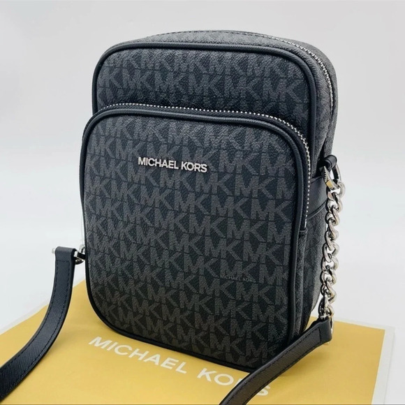 Michael Kors Medium NS Chain Xbody Bag Black Leather - Picture 3 of 11